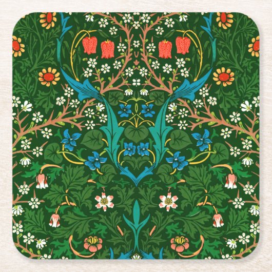 WM Morris Blackthorn Art Nouveau Pattern Kartonnen Onderzetters (Voorkant)