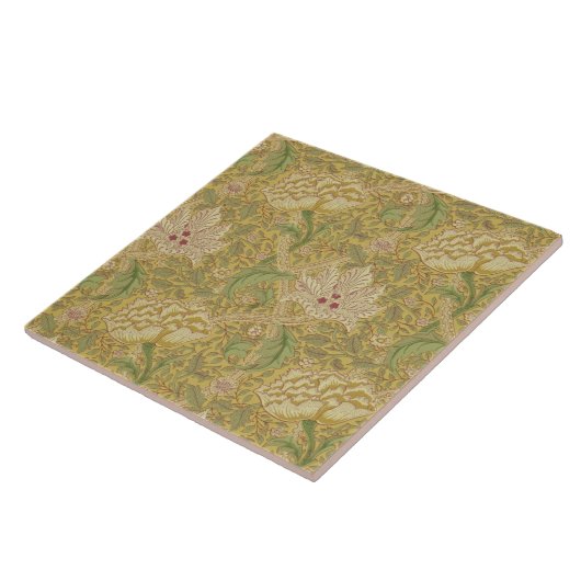 Wm Morris Classic Windrush Design Gold Multi Tile Tegeltje (Zijkant)