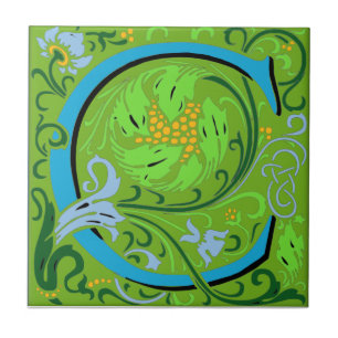 Wm Morris Letter "C"-Initiaal Keramische Tegel Tegeltje