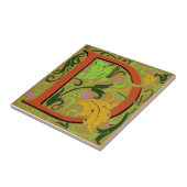 Wm Morris  Letter "D"-Initiaal Keramische Tegel Tegeltje (Zijkant)