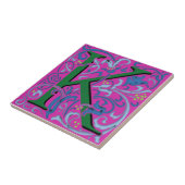 Wm Morris  Letter "K" Initiaal Keramische Tegel Tegeltje (Zijkant)