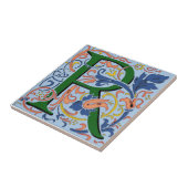 Wm Morris  Letter "R"-Initiaal Keramische Tegel Tegeltje (Zijkant)