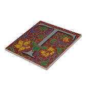 Wm Morris  Letter "T"-Initiaal keramische Tegel Tegeltje (Zijkant)