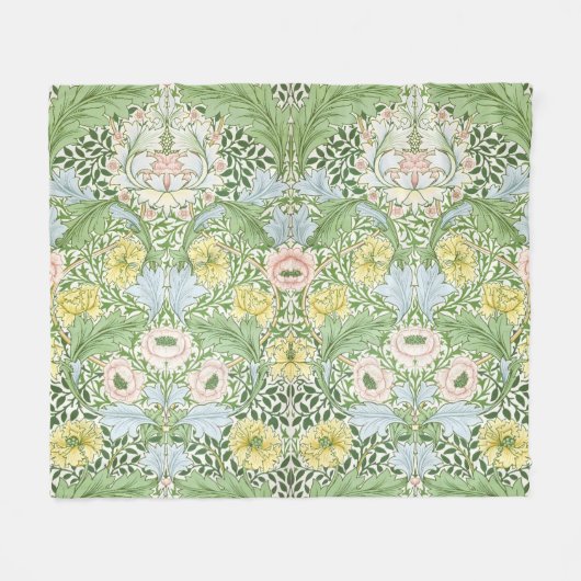 Wm Morris Myrtle Florale Art Nouveau Helder Fleece Deken (Voorkant (Horizontaal))