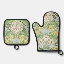 Wm Morris Myrtle Florale Art Nouveau Helder Ovenwant & Pannenlap Set