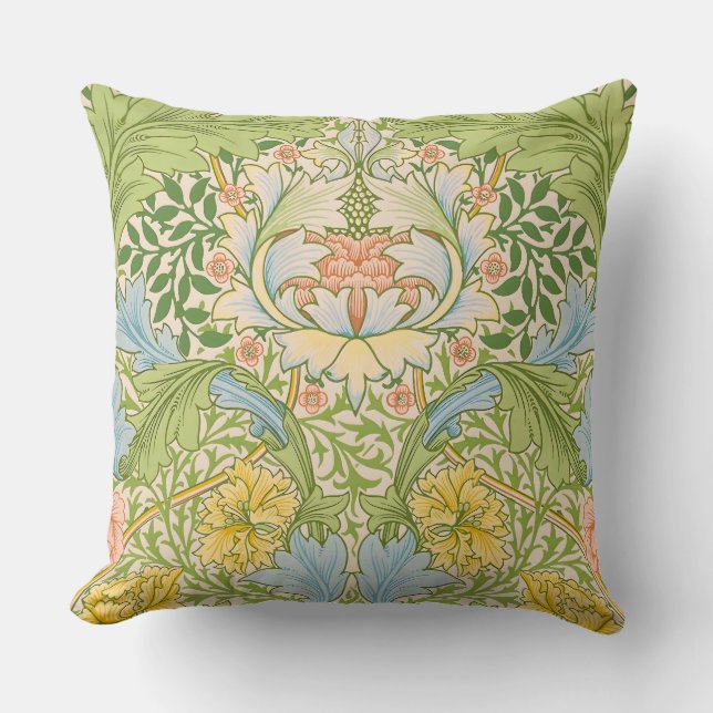 Wm Morris Myrtle Florale Art Nouveau Pastel Kussen (Voorkant)