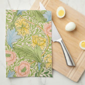 Wm Morris Myrtle Florale Art Nouveau Pastel Theedoek (Quarter Fold)