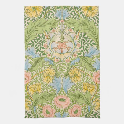 Wm Morris Myrtle Florale Art Nouveau Pastel Theedoek (Verticaal)
