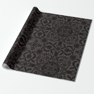 Wm Morris Naadloze Wijnstok Zwart Houtskool Patroo Cadeaupapier
