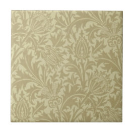 Wm Morris Ochre Thistle Arts & Crafts Repro Tile Tegeltje
