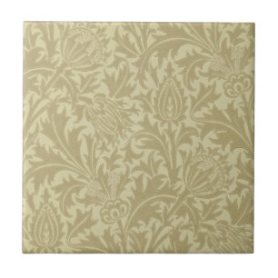 Wm Morris Ochre Thistle Arts & Crafts Repro Tile Tegeltje