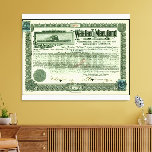  WM Railroad Gold Bond Reproduction Canvas Afdruk (Insitu (Woonkamer))