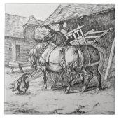 Wm Wise Minton Farm Animals Horses Tile Repro Tegeltje (Voorkant)