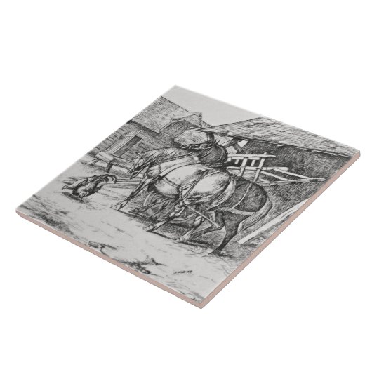 Wm Wise Minton Farm Animals Horses Tile Repro Tegeltje (Zijkant)