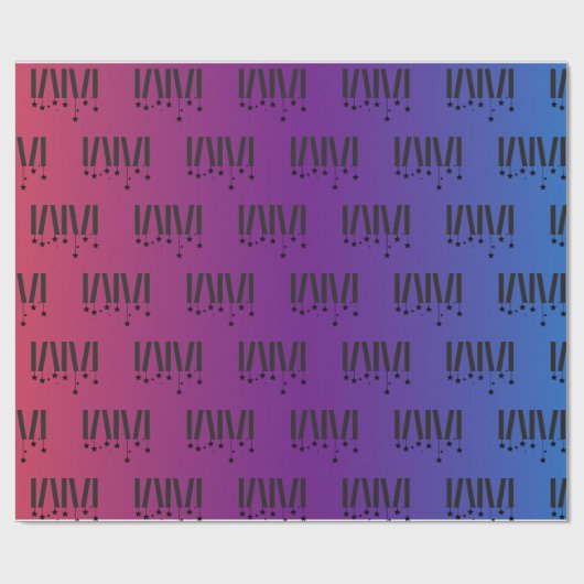 WMSA Bars & Stars Zwart op verloop mat 1,8 m Cadeaupapier (Vlak)