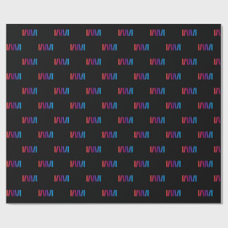 WMSA Gift Wrap Logo Staven op Zwarte Mat, 1,8 m. Cadeaupapier