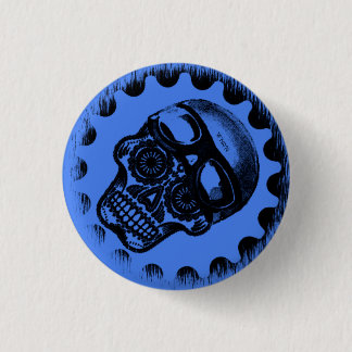 W'n Blue Sugar Skull-knop Ronde Button 3,2 Cm