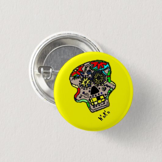 W'n psykho Skull-knop Ronde Button 3,2 Cm (Voorkant /achterkant)