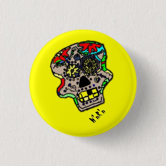 W'n psykho Skull-knop Ronde Button 3,2 Cm (Voorkant)