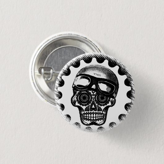 W'n Sugar Skull Cafe Racer Ronde Button 3,2 Cm (Voorkant /achterkant)