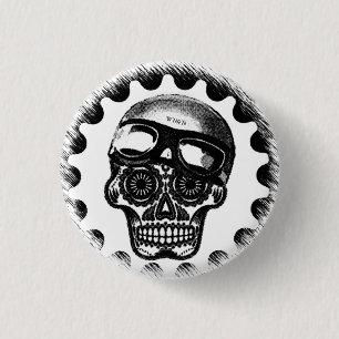 W'n Sugar Skull Cafe Racer Ronde Button 3,2 Cm