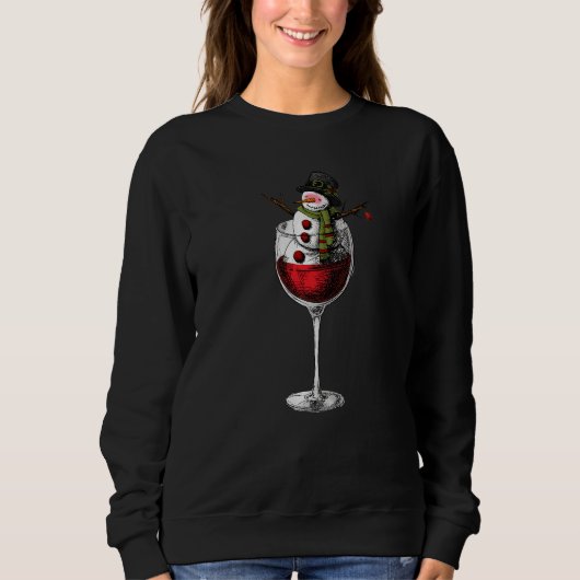 Wne  Christmas Snowman in a Wne Glass Xmas Trui (Voorkant)