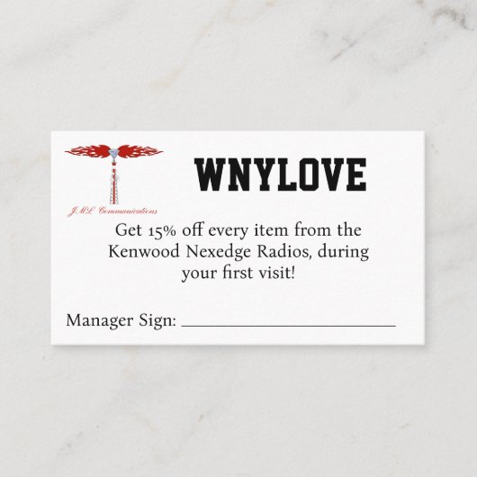 WNYLOVE Coupon Visitekaartje (Voorkant)