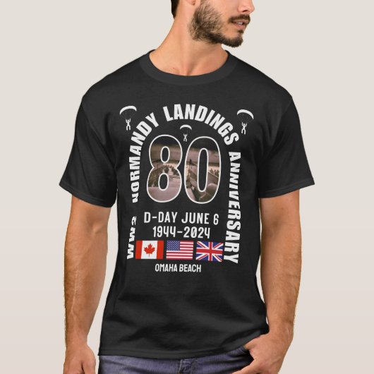 WO2 80e Jubileum D-DAY NORMANDIË LANDINGEN T-shirt (Voorkant)