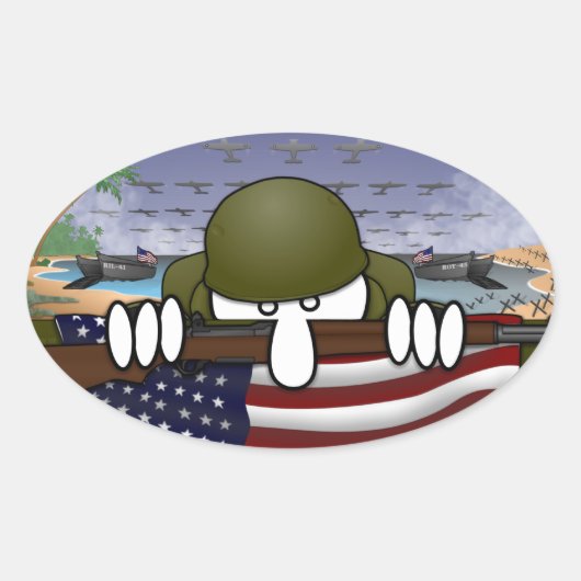 WO2 Kilroy Ovale Sticker (Voorkant)