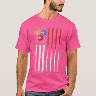 Wo Amerikaanse vlag biljart poolspeler T-shirt