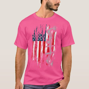 Wo Bowhunting Amerikaanse vlag herten jacht compou T-shirt