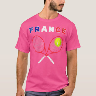 Wo Frankrijk Vlag Tennis Bal Racket Sport Fans Spe T-shirt