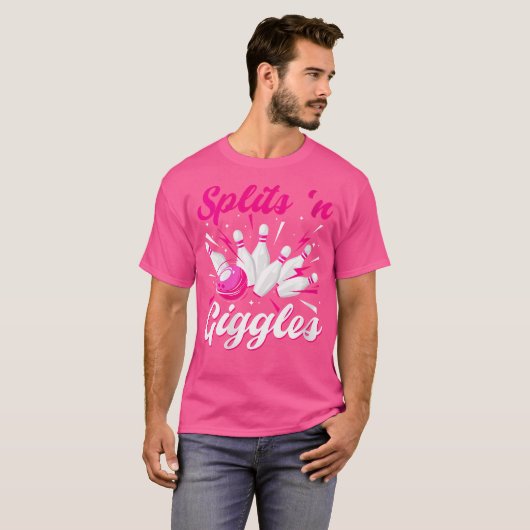 Wo Funny Splits 'N Giggles Bowling Team Schattige  T-shirt (Voorkant volledig)