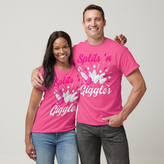 Wo Funny Splits 'N Giggles Bowling Team Schattige  T-shirt (Unisex)