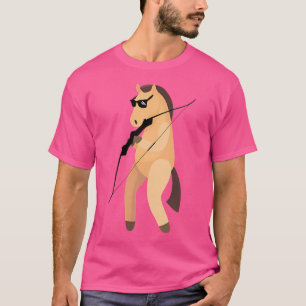 Wo Grappig Paard Dragen Zonnebril Boogschieten T-shirt