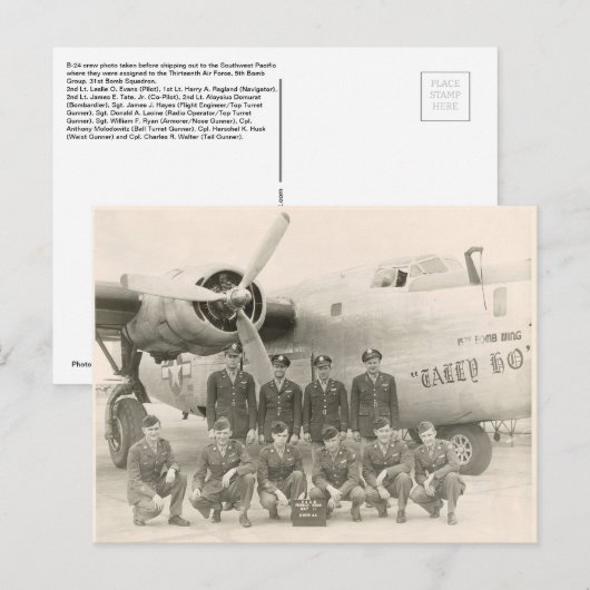 WO II B-24 Crew Briefkaart (Voorkant / Achterkant)