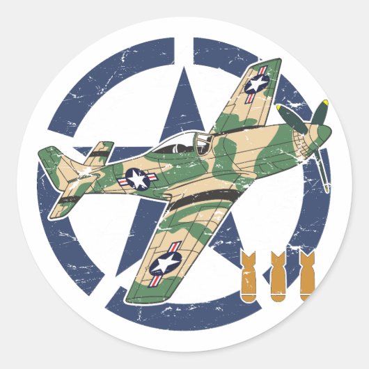 WO II-VLIEGTUIGEN RONDE STICKER (Voorkant)