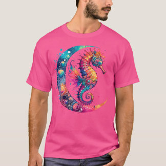 Wo Kosmische Hemelse Zeepaard Boho Maan T-shirt