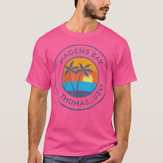 Wo Magens Bay St Thomas Usvi Sunset Faded Distress T-shirt (Voorkant)