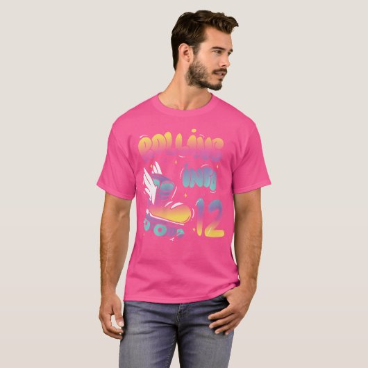Wo Rolling Into 12 Backprint Roller Skating Birthd T-shirt (Voorkant volledig)