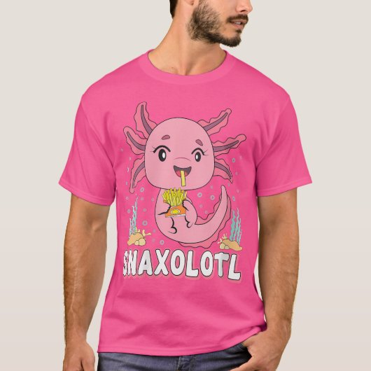 Wo Snaxolotl Schattige Axolotl Franse friet Food L T-shirt (Voorkant)