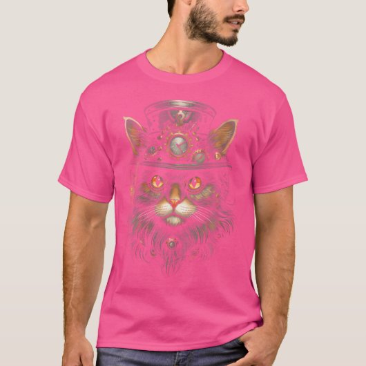 Wo Steampunk Cat Steampunk Art T-shirt (Voorkant)