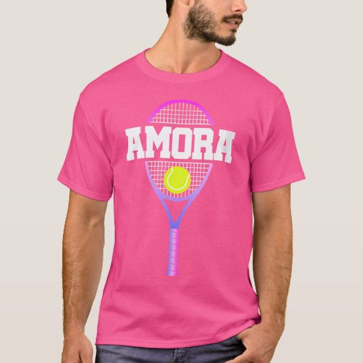Wo Tennisser Meisje Naam Amora Ball en Racket S T-shirt (Voorkant)