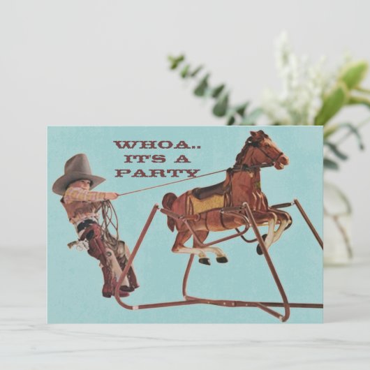 Wo voor Westerne uitnodiging van Cowboy Fun op zon (Staand voorkant)