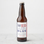 Wo wit en blauw informele achtertuin bruiloft bier etiket (Voorkant)