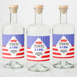 Wo, Wit & Ik Doe Patriottische Trouwfeest Evenemen Likeurfles Etiket