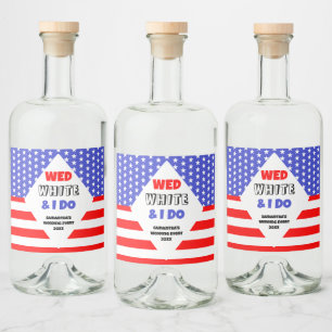 Wo, Wit & Ik Doe Patriottische Trouwfeest Evenemen Likeurfles Etiket