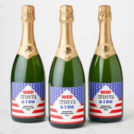 Wo, Wit & Ik Doe Patriottische Trouwfeest Evenemen Sparkling Wijnetiket
