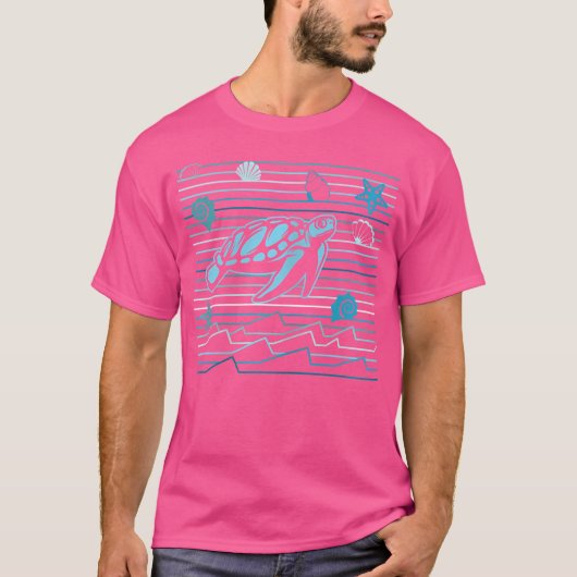 Wo Zee Turtle Turquoise Duikende Oceaan T-shirt (Voorkant)