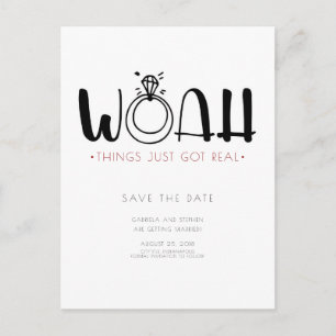 Woah Dit is pas echt echt.   Funny Save the Date Aankondigingskaart